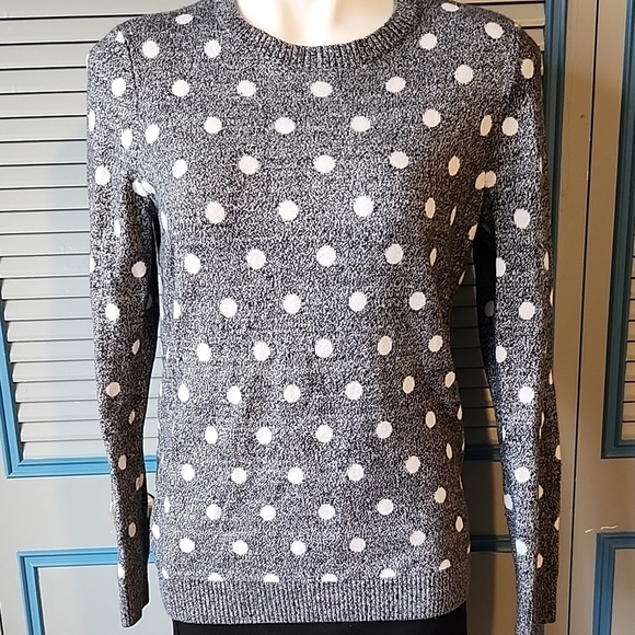 Charter Club Grey & White Polka Dot Sweater - Picture 1 of 12